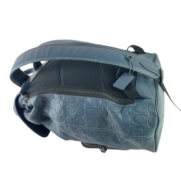 COACH Sky Blue Signature Leather Sullivan Unisex Drawstring Backpack - Picture 11 of 13